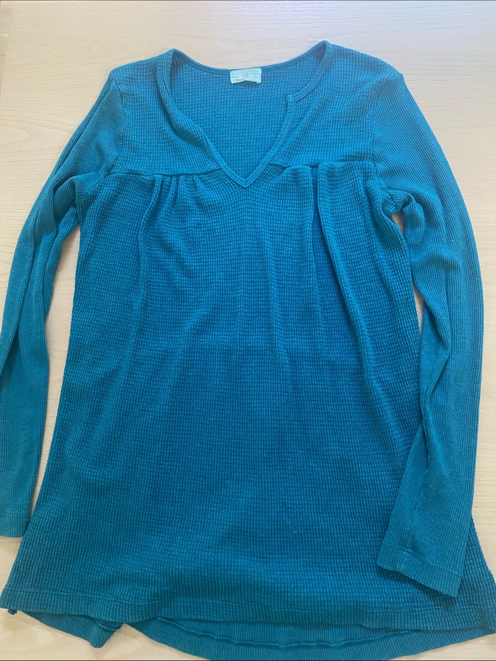 T.La Teal V-Neck Long Sleeve Thermal Top